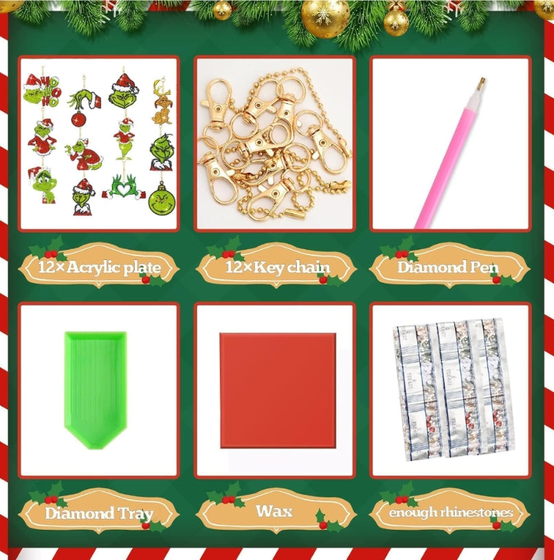 12 Pack Green Diamond Dot Decor