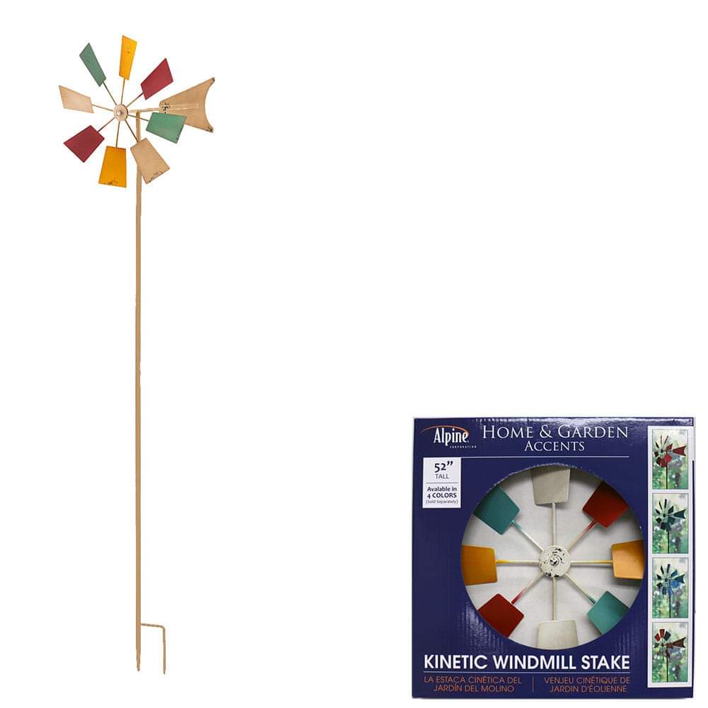 Alpine Multi Color Metal Kinetic Windmill Garden Stake