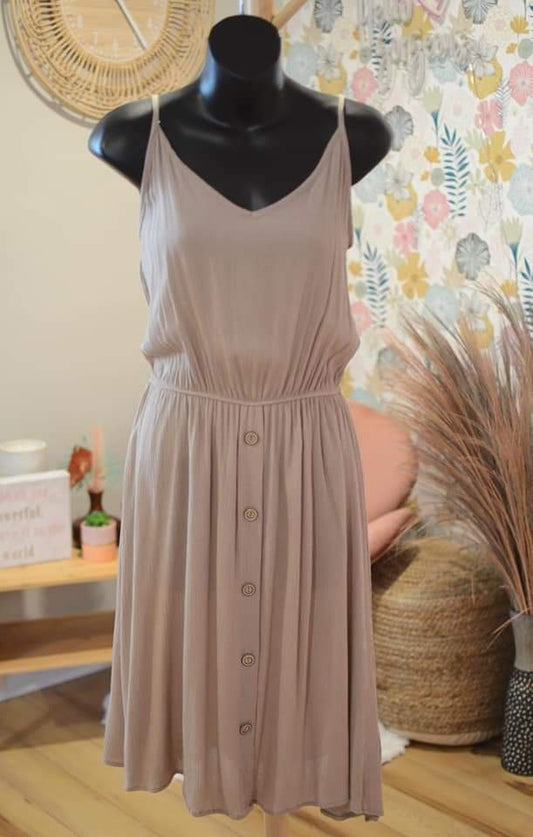 Taupe Spaghetti Strap Dress