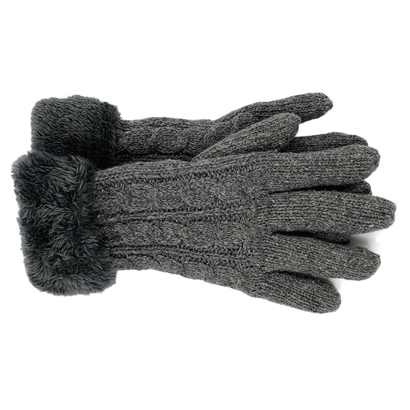 Knitted Gloves with Fleece Cuff