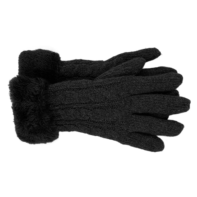 Knitted Gloves with Fleece Cuff